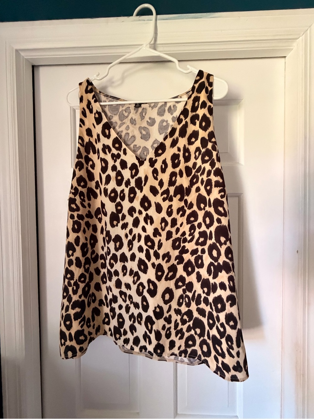Ann Taylor Leopard Print V-Neck Cami in Beige and Brown